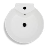 Ceramic Stand Bathroom Sink Basin Faucet/Overflow Hole White - 45-Degree Angle
