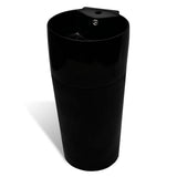 Ceramic Stand Bathroom Sink Basin Faucet/Overflow Hole Black Round - Front View