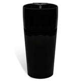 Ceramic Stand Bathroom Sink Basin Faucet/Overflow Hole Black Round - Side View