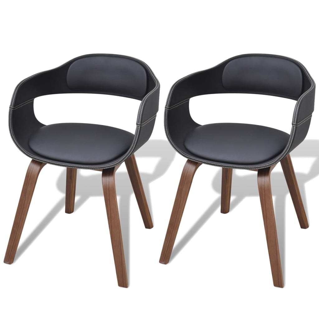 Dining Chairs 2 pcs Black Bent Wood and Faux Leather