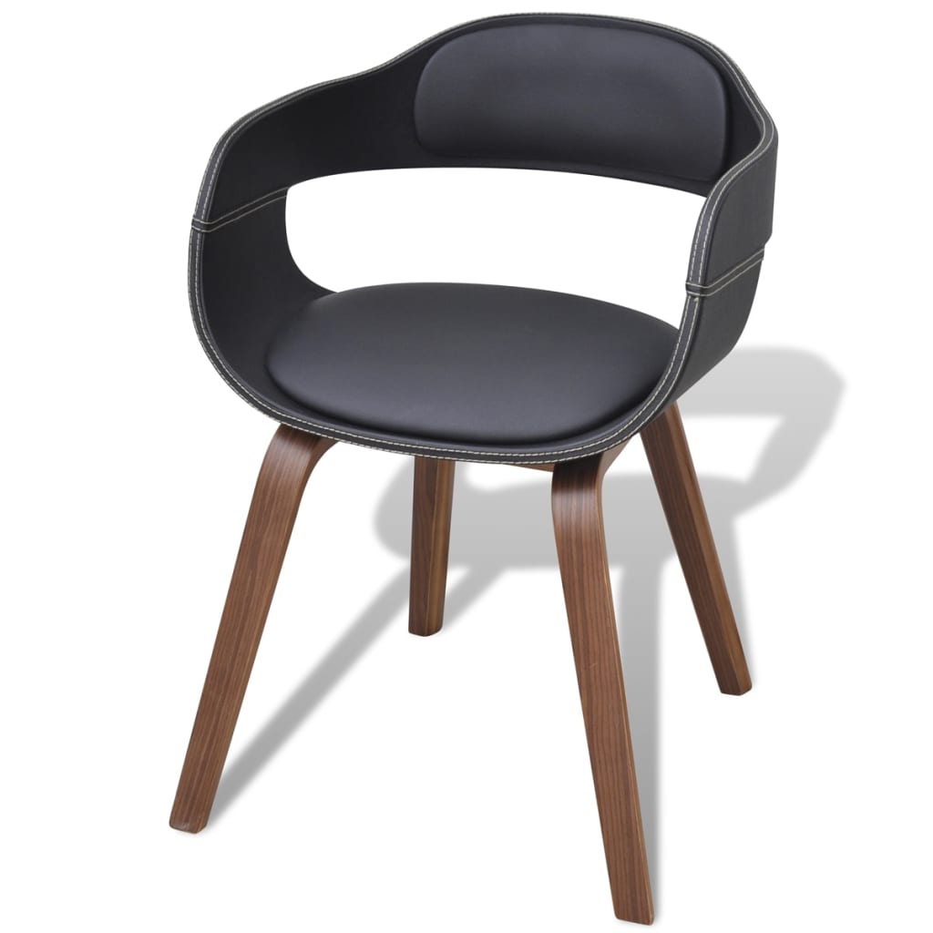 Dining Chairs 2 pcs Black Bent Wood and Faux Leather