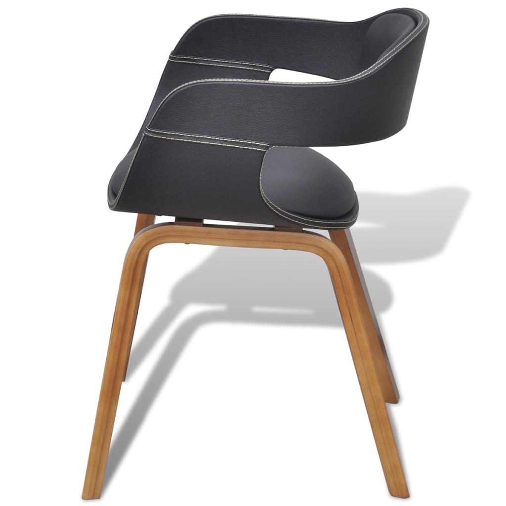 Dining Chairs 2 pcs Black Bent Wood and Faux Leather