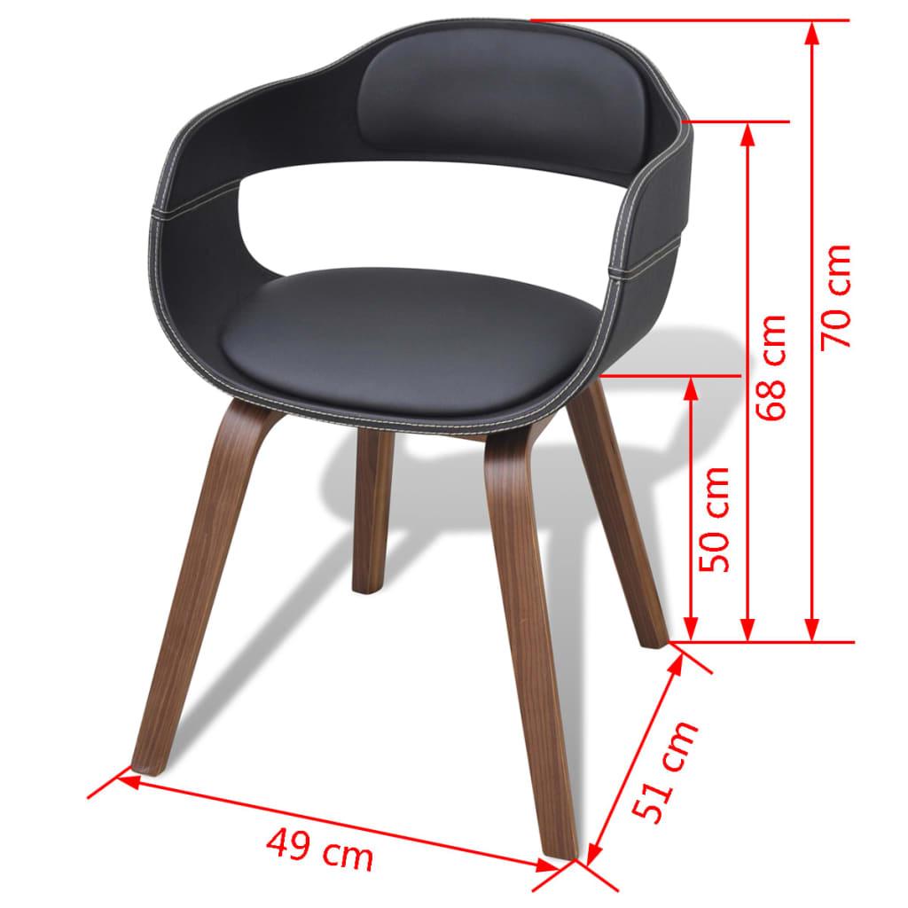 Dining Chairs 2 pcs Black Bent Wood and Faux Leather