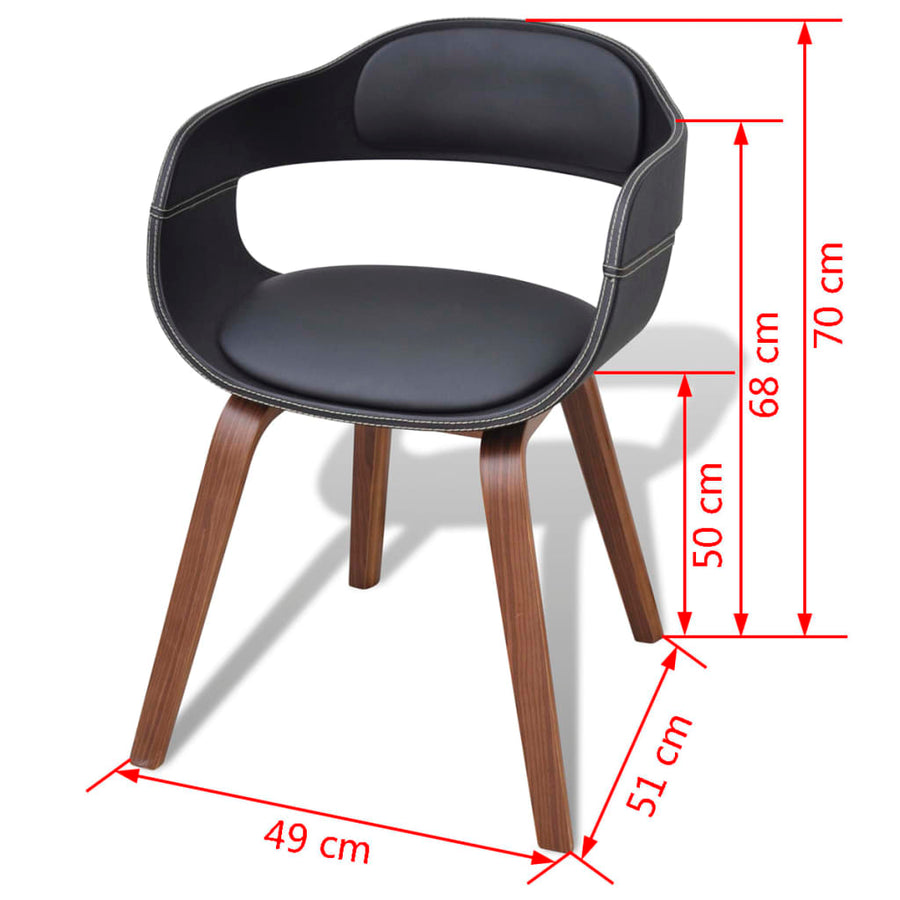 Dining Chairs 2 pcs Black Bent Wood and Faux Leather