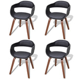 Dining Chairs 4 pcs Black Bent Wood and Faux Leather