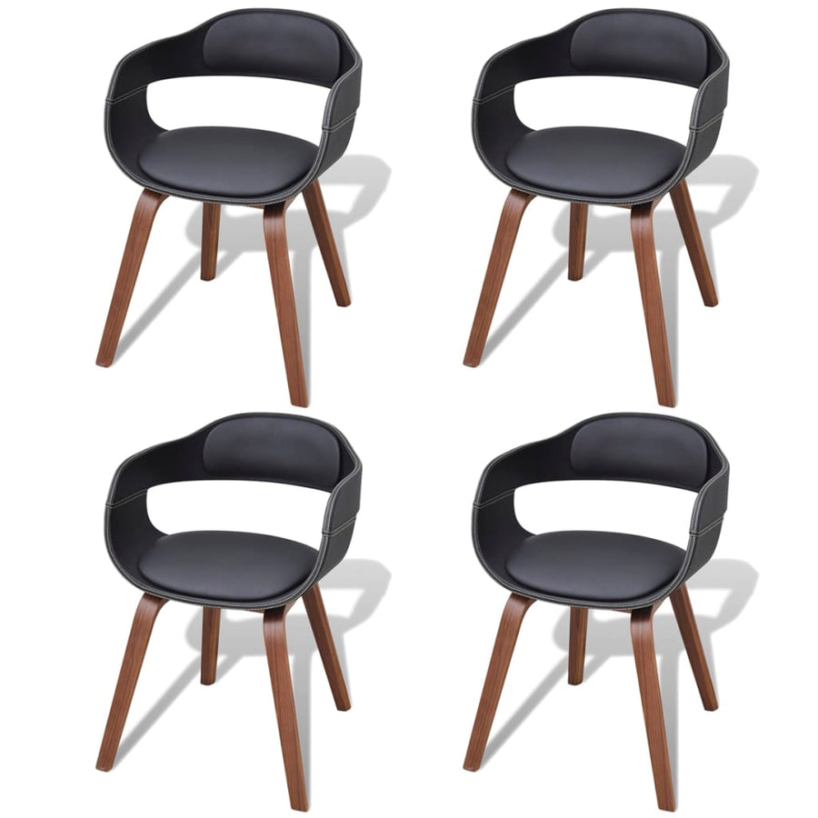 Dining Chairs 4 pcs Black Bent Wood and Faux Leather