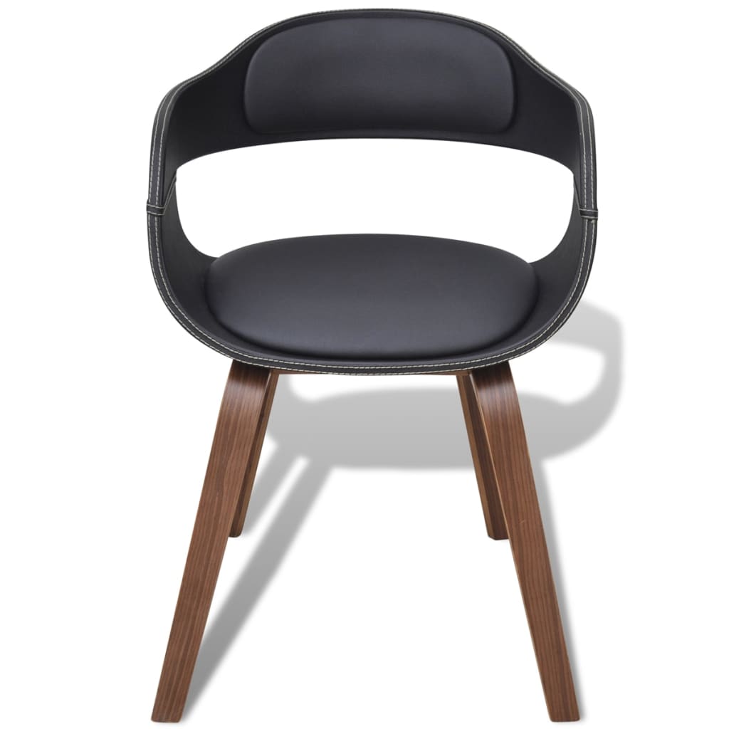 Dining Chairs 4 pcs Black Bent Wood and Faux Leather