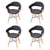 Dining Chairs 4 pcs Dark Grey Bent Wood and Fabric - Front View