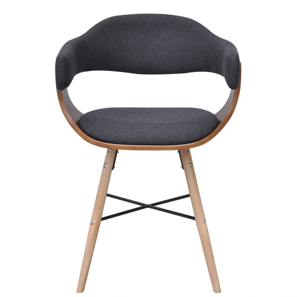 Dining Chairs 4 pcs Dark Grey Bent Wood and Fabric