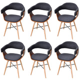 Dining Chairs 6 pcs Dark Grey Bent Wood and Fabric - Front View