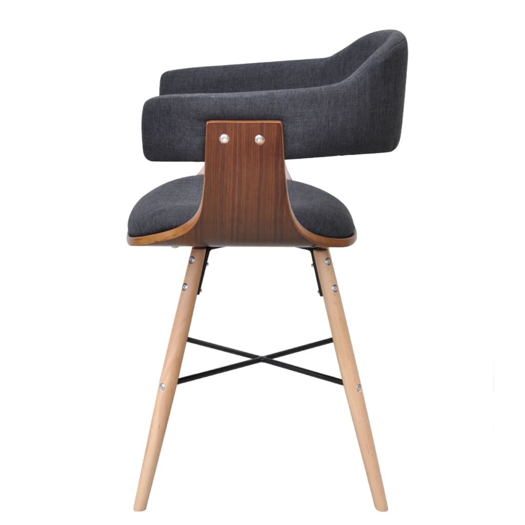 Dining Chairs 6 pcs Dark Grey Bent Wood and Fabric