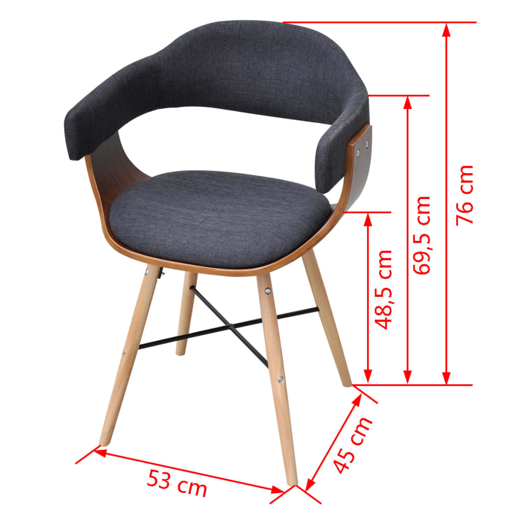 Dining Chairs 6 pcs Dark Grey Bent Wood and Fabric