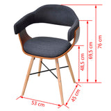 Dining Chairs 6 pcs Dark Grey Bent Wood and Fabric - Close-Up Angle