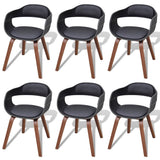 Dining Chairs 6 pcs Black Bent Wood and Faux Leather