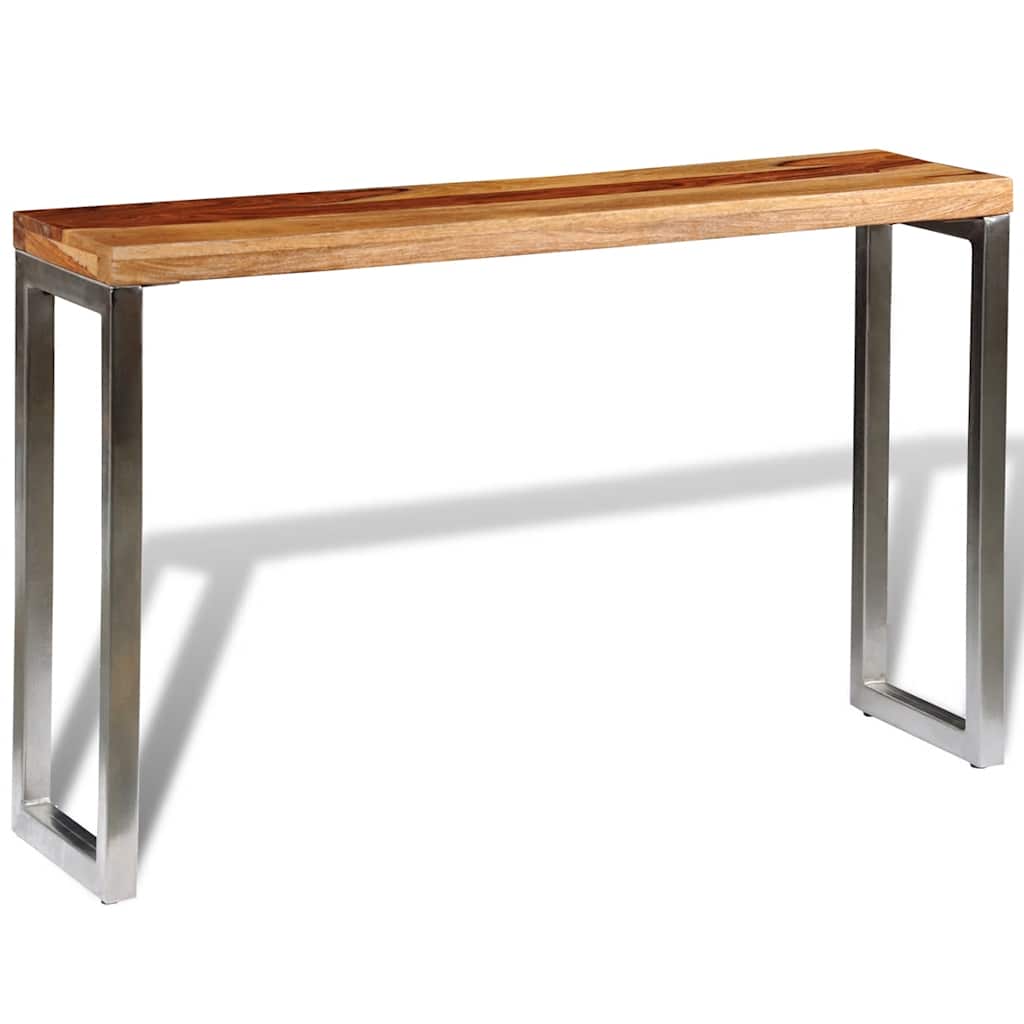 Solid Wood Console Table with Steel Leg