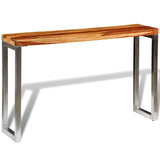 Solid Wood Console Table with Steel Leg