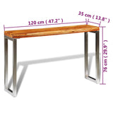 Solid Wood Console Table with Steel Leg - Close-Up Angle