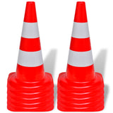 10 Reflective Traffic Cones Red and White 50 cm - Front View