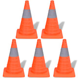 5 Pop-up Traffic Cones 42 cm - Front View