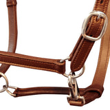 Real Leather Headcollar Stable Halter Adjustable Brown Full - Front View