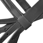 Leather Flash Bridle with Reins and Bit Black Pony
