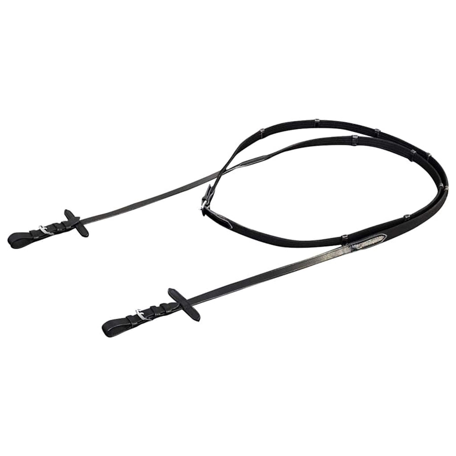 Leather Flash Bridle with Reins and Bit Black Pony