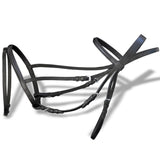 Leather Flash Bridle with Reins and Bit Black Cob - Front View