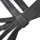 Leather Flash Bridle with Reins and Bit Black Cob - Top-Down View