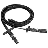Leather Flash Bridle with Reins and Bit Black Full - Front View