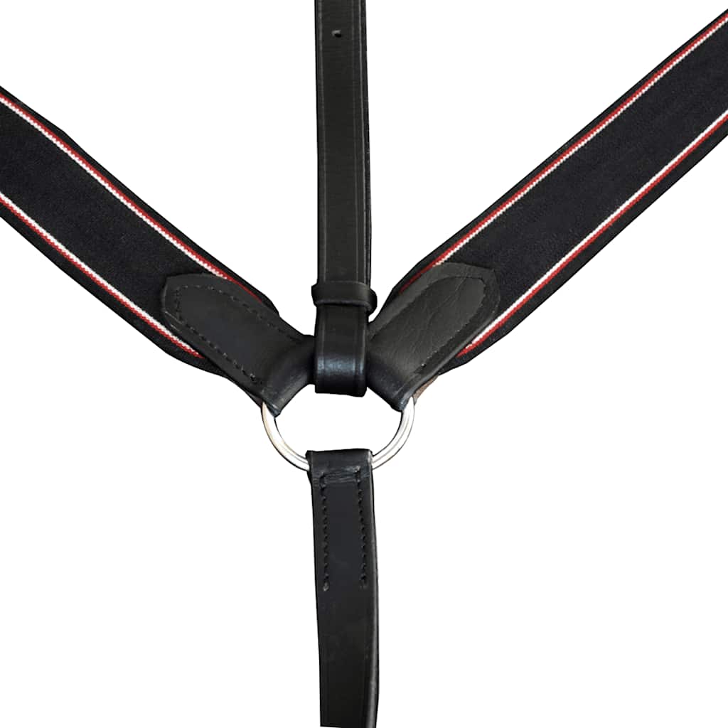 Leather Elastic Breastplate Martingale Adjustable Black Cob