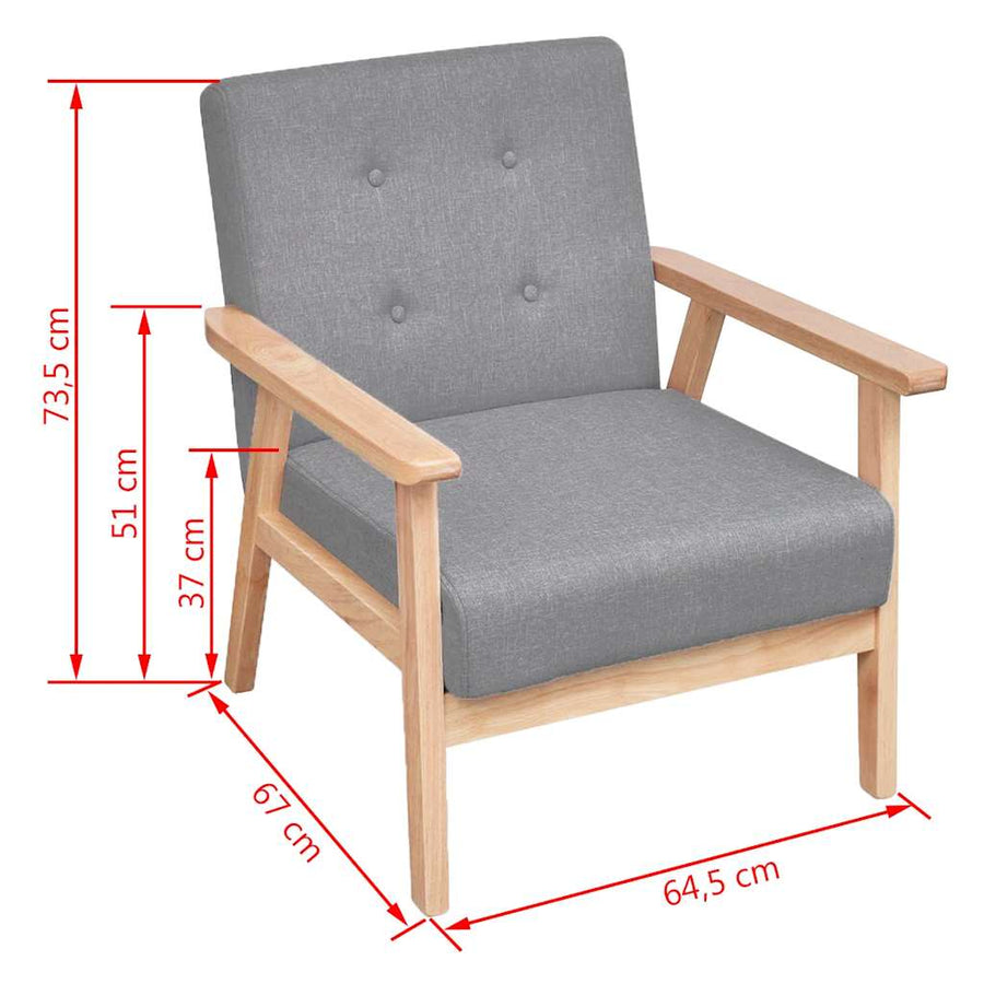 Armchair Light Grey Fabric