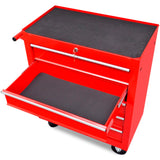 Workshop Tool Trolley 5 Drawers Red - Front View