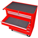 Workshop Tool Trolley 7 Drawers Red - Front View