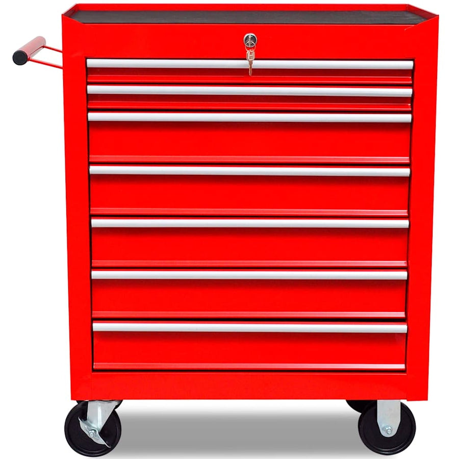 Red Workshop Tool Trolley 7 Drawers