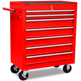 Workshop Tool Trolley 7 Drawers Red - Top-Down View