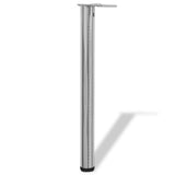 4 Height Adjustable Table Legs Brushed Nickel 710 mm - Front View