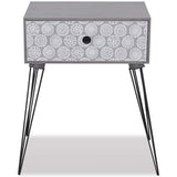 Nightstand with 1 Drawer Rectangular Grey - Top-Down View