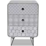 Side Cabinet with 3 Drawers Grey - Side View