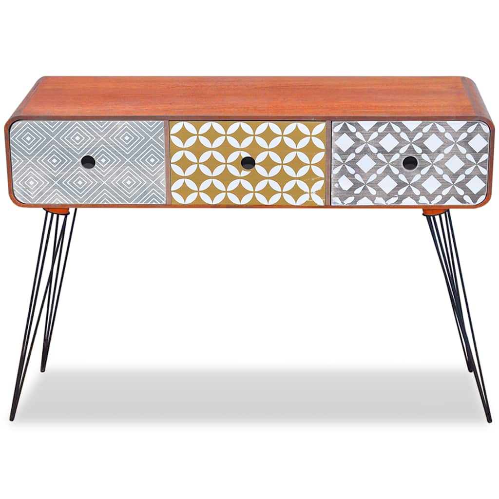 Console Table with 3 Drawers Brown