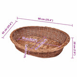 Willow Dog Basket/Pet Bed Natural 90 cm - Rear View