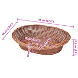 Willow Dog Basket/Pet Bed Natural 69 cm - Rear View