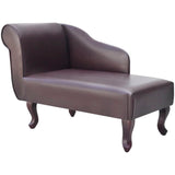 Chaise Longue Brown Faux Leather