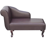 Chaise Longue Brown Faux Leather - Front View