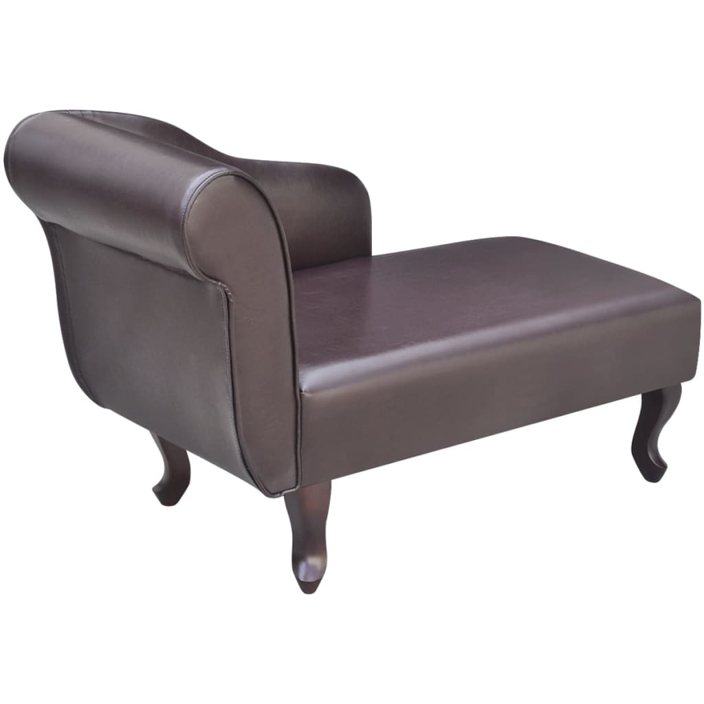 Chaise Longue Brown Faux Leather