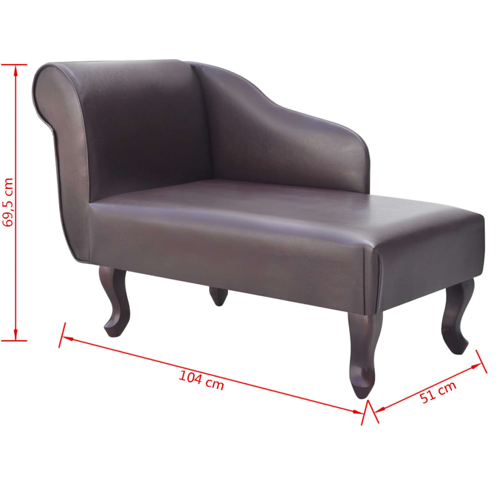 Chaise Longue Brown Faux Leather