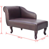 Chaise Longue Brown Faux Leather