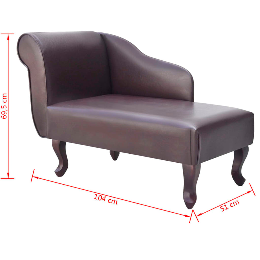 Chaise Longue Brown Faux Leather