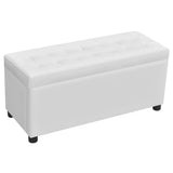 Storage Ottoman Artificial Leather White - Front View