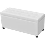 Storage Ottoman Artificial Leather White - Side View