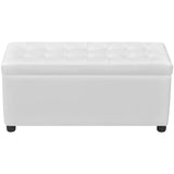 Storage Ottoman Artificial Leather White - Top-Down View